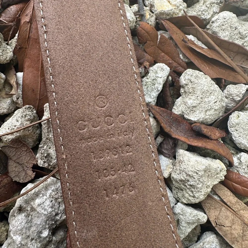 GG Gucci Emblematic Marmont Brown Leather Belt Silver Buckle L - Picture 10 of 15